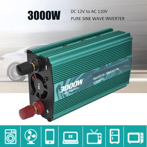 Miniatura 2 de ViaGasaFamido Inversor sinusoidal puro 3000 W Convertidor de potencia Convertidor de CC a CA 8 Protección inteligente 12V a 110V Aleación