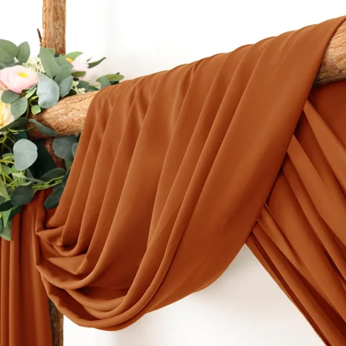 Miniatura 2 de LINXTAR 1 panel de tela para arco de boda, 1 panel de 30 x 18 pies, cortina de arco de gasa transparente de terracota para cabina de fotos