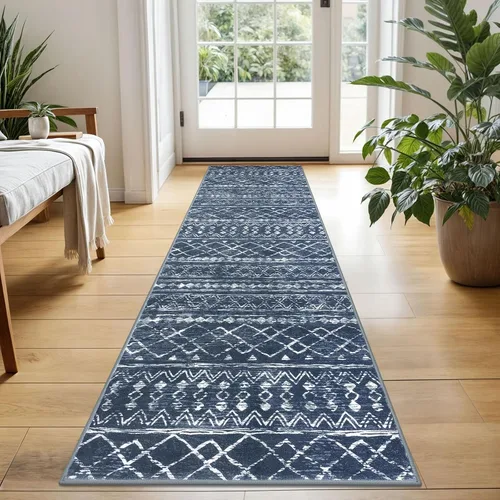 Miniatura 74 de KUTA Alfombras Boho para pasillos de 2.6x10 pies, alfombra de pasillo marroquí lavable, antideslizante, vintage, gris, alfombras de cocina, ultra