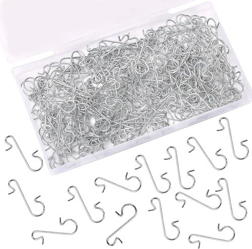 Miniatura 9 de 240 piezas de ganchos de adorno de Navidad, ganchos de alambre de metal negro en forma de S con caja de almacenamiento para colgar decoración