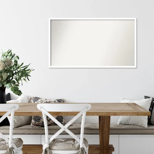 Miniatura 442 de Amanti Art Espejo de baño blanco para sobre el fregadero, 32 x 45 pulgadas, espejo de tocador rectangular blanco esbelto, marco de madera moderno