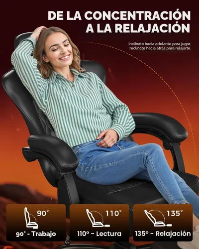 Miniatura 7 de GTPLAYER Silla para videojuegos, silla de oficina para computadora con cojín de resorte de bolsillo, reposabrazos de conexión, cómoda silla