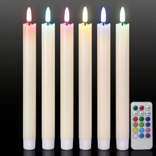 Miniatura 18 de GenSwin Velas cónicas blancas sin llama parpadeantes con control remoto de 10 teclas, funciona con pilas, velas LED cálidas con mecha 3D