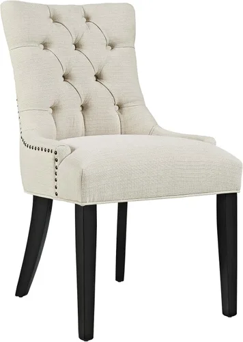 Miniatura 7 de Modway Regent Modern - Silla auxiliar de comedor, elegante tapizada con botones y ribete de cabeza de clavo, color gris claro