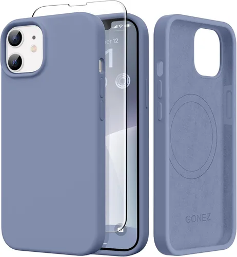 Miniatura 18 de GONEZ Funda de silicona para iPhone 14 Pro Max, compatible con MagSafe, con protector de pantalla + protector de lente de cámara, silicona líquida a