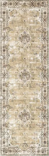 Miniatura 5 de nuLOOM Paisley - Alfombra ultrafina lavable a máquina, con medallón floral desteñido, 2 pies 6 pulgadas x 8 pies, color beige