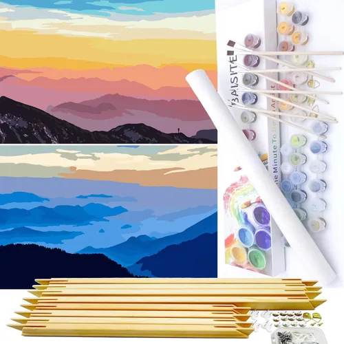 Miniatura 71 de BAISITE Kit de pintura por números para adultos principiantes, 12 pulgadas de ancho x 16 pulgadas de largo, paquete de 2 lienzos para kits