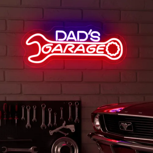 Miniatura 2 de Dad’s Garage Neon Sign, LED Garages Wall Decor for Man Cave Workshop, Gifts for Husband Dad Father Men, Red Blue