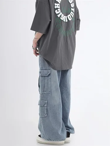Miniatura 3 de Pantalones de mezclilla holgados para mujer, pantalones cargo grunge Y2K Emo Demin, ropa gótica de paracaídas, pantalones deportivos vintage