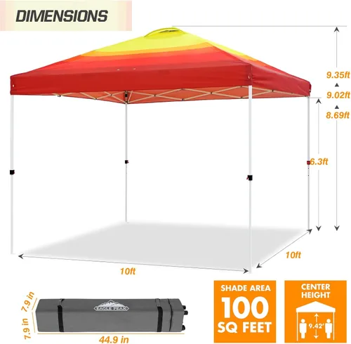 Miniatura 402 de EAGLE PEAK Tienda de campaña desplegable con bolsa de transporte con ruedas, 8 estacas, 4 cuerdas, 4 bolsas de peso, toldo de tienda de campaña