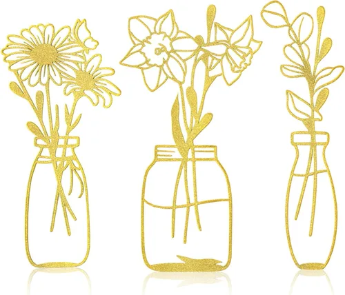 3 piezas de flores y jarrones de metal, decoración de pared, arte minimalista, escultura de pared, narcisos, crisantemo, hojas de eucalipto, hierro,