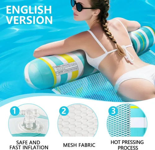 Miniatura 3 de Flotadores de piscina para adultos, paquete de 3 flotadores inflables para piscina, hamaca de agua con malla, esenciales para vacaciones en la playa
