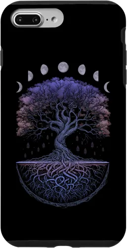 Miniatura 12 de Funda para iPhone 11 Pro Max Yggdrasil nórdico árbol de la vida vikinga fases de la luna