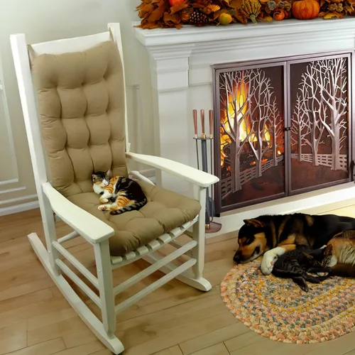 Miniatura 2 de Barnett Home Decor Cojines de silla mecedora de algodón Duck Tan – Tamaño extragrande Jumbo – Almohadilla de asiento de espuma de látex de 19 x 19