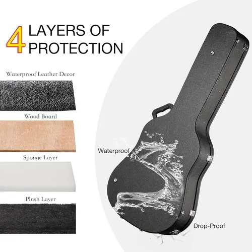 Miniatura 5 de ZeHuoGe Guitar Cases Hard Shell for Acoustic Guitars, Blakc Wooden Case for 41" Acoustic Guitar Wooden Hard Shell Case Lockable (For Acoustic Guitar)