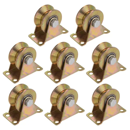 Miniatura 11 de HARFINGTON 4 piezas ruedas de rodamiento de 1.2 pulgadas con ranura en V para puerta corredera, ruedas de rodamiento rígidas con soporte para riel