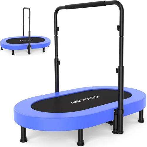 Miniatura 14 de ANCHEER 56" Double Mini Trampoline for Kids, Mini Rebounder with 5-Level Adjustable Handle, Parent-Child Trampoline for Kids, Max Load 220lbs, Fun