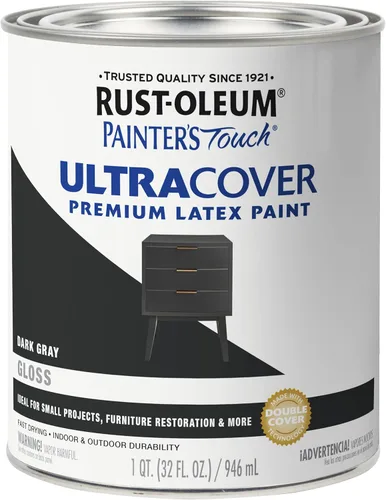 Miniatura 69 de Rust-Oleum Brush On Paint 224430T Painter's Touch - Pintura de látex, cuarto de galón, imprimación blanca plana acrílica, 32 onzas líquidas
