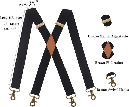 Miniatura 2 de Tirantes para hombre con 4 ganchos giratorios ajustables y resistentes