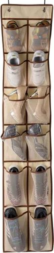 KEEPJOY Organizador de zapatos sobre la puerta, organizador de zapatos colgante con 12 bolsillos de malla, organizador de zapatos para armario,