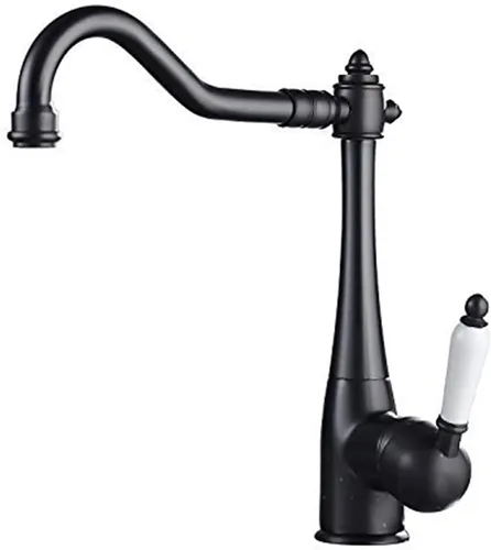 Grifo de cocina negro período tradicional sola palanca de cerámica grifo de fregadero de cocina grifo mezclador un agujero barra húmeda fregadero