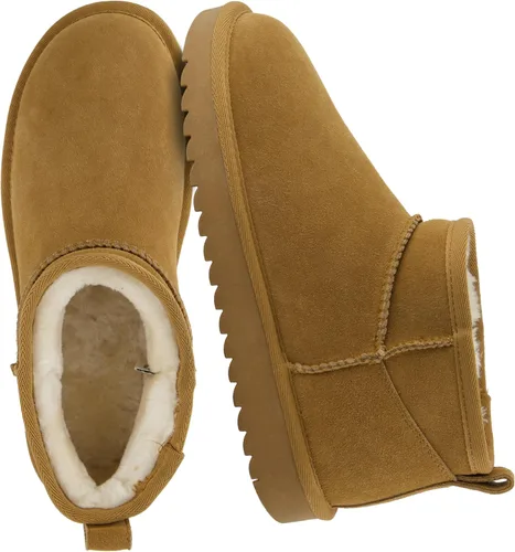 Miniatura 64 de CUSHIONAIRE, Hip 2 - Botas de nieve de gamuza auténtica para mujer, sin cordones, con cómodo forro de piel de oveja sintética + espuma viscoelástica
