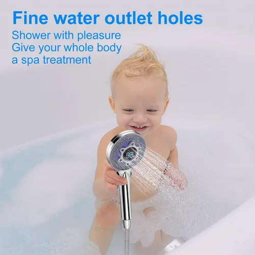 Miniatura 7 de Cabezal de ducha LED con mango, que cambia de color, cabezal de ducha de alta presión con pantalla de temperatura del agua, cabezales de ducha