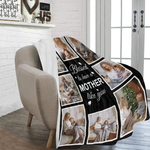 Miniatura 2 de HUGLAZY Regalos para el Día de la Madre Mantas Personalizadas con Fotos Texto Manta de Imagen Personalizada para Madre Mamá Regalo para Cumpleaños