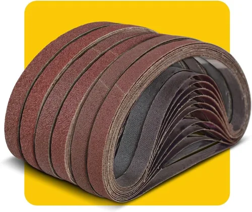 Paquete de cintas de lijado de 1/2 x 18 pulgadas, 60 piezas (10 de cada grano: 40, 60, 80, 120, 150, 240) de óxido de aluminio para lijadora