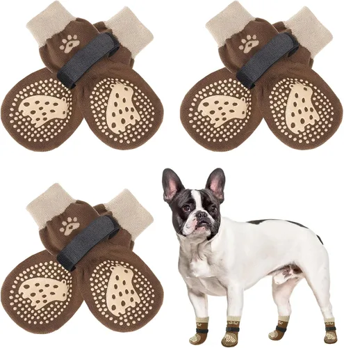 Miniatura 63 de SCENEREAL 6 piezas de calcetines antideslizantes para perros para prevenir lamido de patas para pavimento caliente/frío, calcetines de agarre
