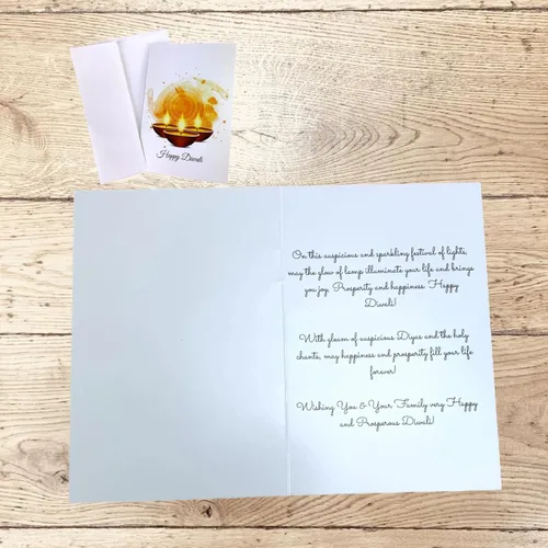 Miniatura 3 de LOVENSPIRE Paquete de tarjetas de felicitación Diwali Deepawali Juego de tarjetas de felicitación impresas personalizables indio Festival Tarjetas