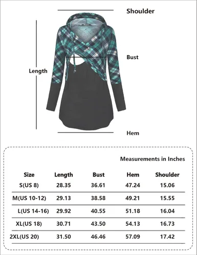 Miniatura 9 de QUINEE sudadera con capucha para mujer de manga larga a cuadros, bloque