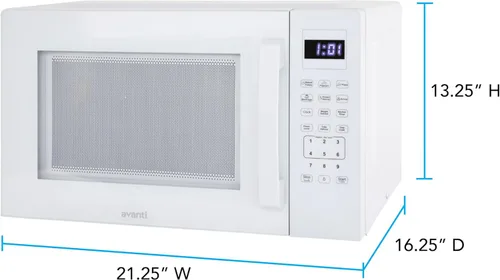 Miniatura 7 de Avanti Horno de microondas compacto de 1000 vatios para encimera con 9 ajustes de cocción preestablecidos, descongelación rápida y por peso, panel