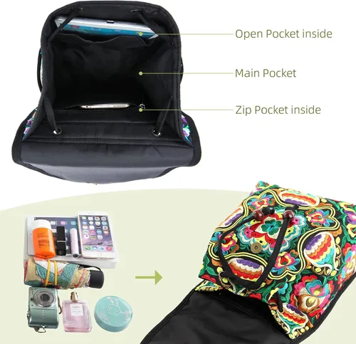 Miniatura 4 de Goodhan - Mochila de viaje para mujer, diseño clásico de bordado étnico