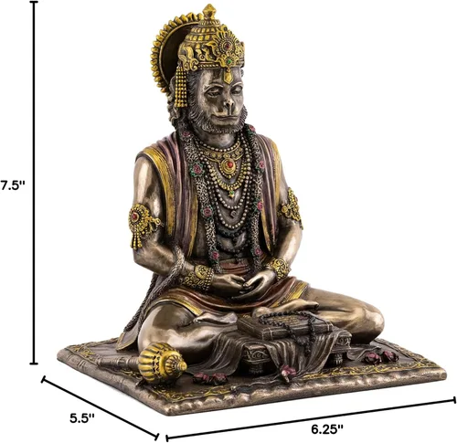 Miniatura 8 de Top Collection Hanuman - Estatua hindú de Dios de la Fuerza en bronce fundido en frío de primera calidad, figura coleccionable de 7.5 pulgadas