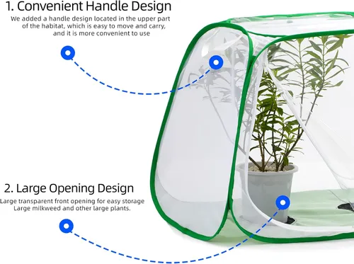 Miniatura 4 de Hábitat grande de red de insectos y mariposas para exteriores, con cubierta superior a prueba de lluvia aumenta la tasa de supervivencia, diseño