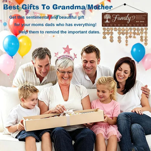 Miniatura 5 de Wellinc Regalos para abuela y mamá - Placa de calendario recordatorio de cumpleaños familiar, regalo del Día de la Madre para la abuela, tablero