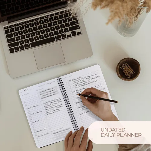 Miniatura 5 de Hermoso planificador diario y cuaderno con horario por hora, bloc de notas estético en espiral para organizar fácilmente tus tareas y citas, Negro