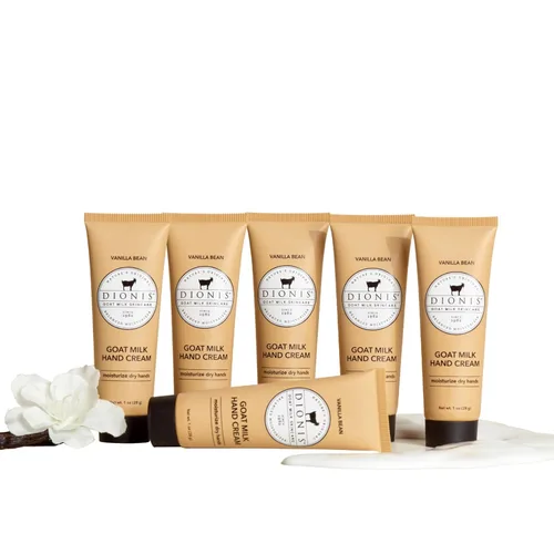 Crema para el cuidado de la piel de leche de cabra Dionis (Vainilla, 1 oz)