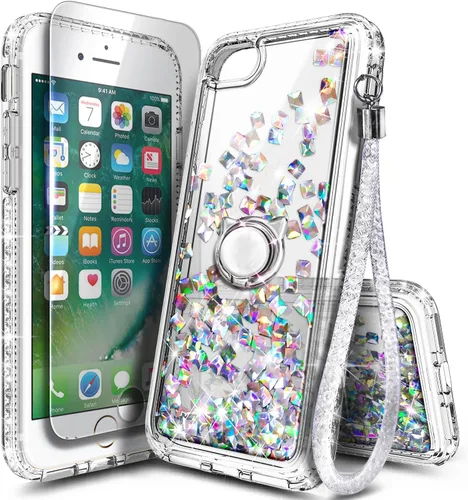 Miniatura 20 de NGB Diseñada para Funda de Teléfono iPhone 11, Morado/Azul Funda Bonita con Purpurina Líquida Brillante para Mujeres Niñas Niños con Protector