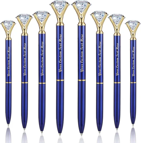 Miniatura 10 de Personalizado 20 Piezas Big Diamond Pen Rhinestones Crystal Metal Bolígrafo Promocional Tinta Negra