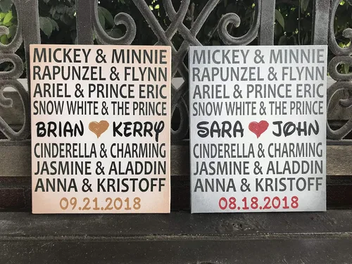 Miniatura 4 de Cartel personalizado con temática de Disney, regalo de boda, lienzo personalizado, parejas de Disney, personalizado para novia y novio, gran regalo