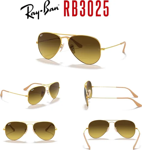 Miniatura 6 de Ray-Ban RB3025 - Lentes de sol de aviador de metal para hombre y mujer + paquete con kit de cuidado de gafas iWear de diseñador