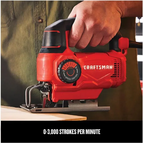 Miniatura 5 de CRAFTSMAN Sierra de calar, 4 ajustes orbitales, hasta 3,000 SPM, 5 amperios, con cable (CMES610)