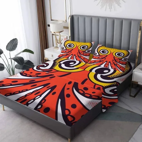 Miniatura 10 de Octopus Sheets - Juego de sábanas de tamaño individual, sábanas de microfibra suave, bolsillo profundo, sábanas y fundas de almohada estampadas sin