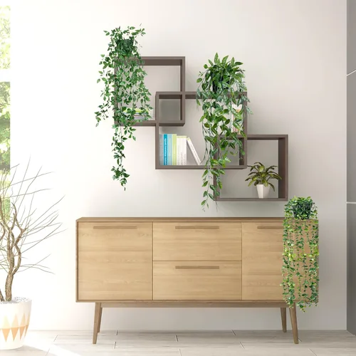 Miniatura 3 de Sggvecsy Plantas colgantes falsas, paquete de 3 plantas artificiales de eucalipto en maceta, mandala de eucalipto sintético, vainas de guisantes 3