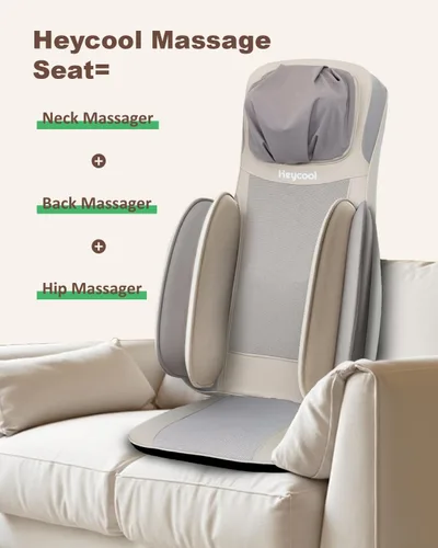 Miniatura 7 de Heycool Shiatsu Masajeador de cuello y espalda con calor, almohadilla de masaje mejorada 2025 con ajuste de altura, compresión, vibración