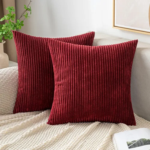 Miniatura 27 de EMEMA Paquete de 2 fundas de cojín cuadradas decorativas de pana suave y sólidas, fundas de cojín de primavera para sofá, dormitorio o automóvil, 14