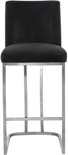 Miniatura 5 de Meridian Furniture Heidi Collection Modern Taburete tapizado de terciopelo contemporáneo con patas de metal cromado pulido, 16 pulgadas de ancho x