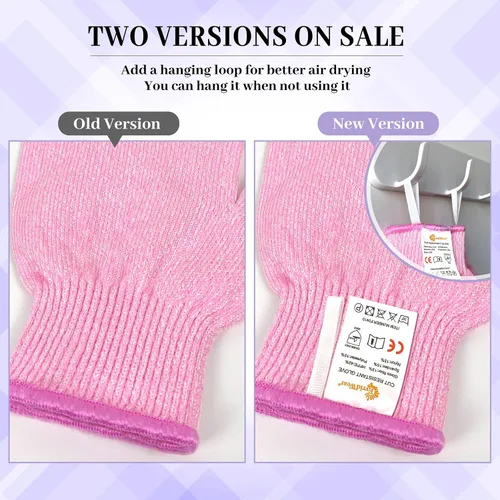 Miniatura 8 de Guantes Evridwear resistentes a los cortes, grado alimenticio nivel 5, protección de seguridad para la cocina (Pequeño, Rosa)